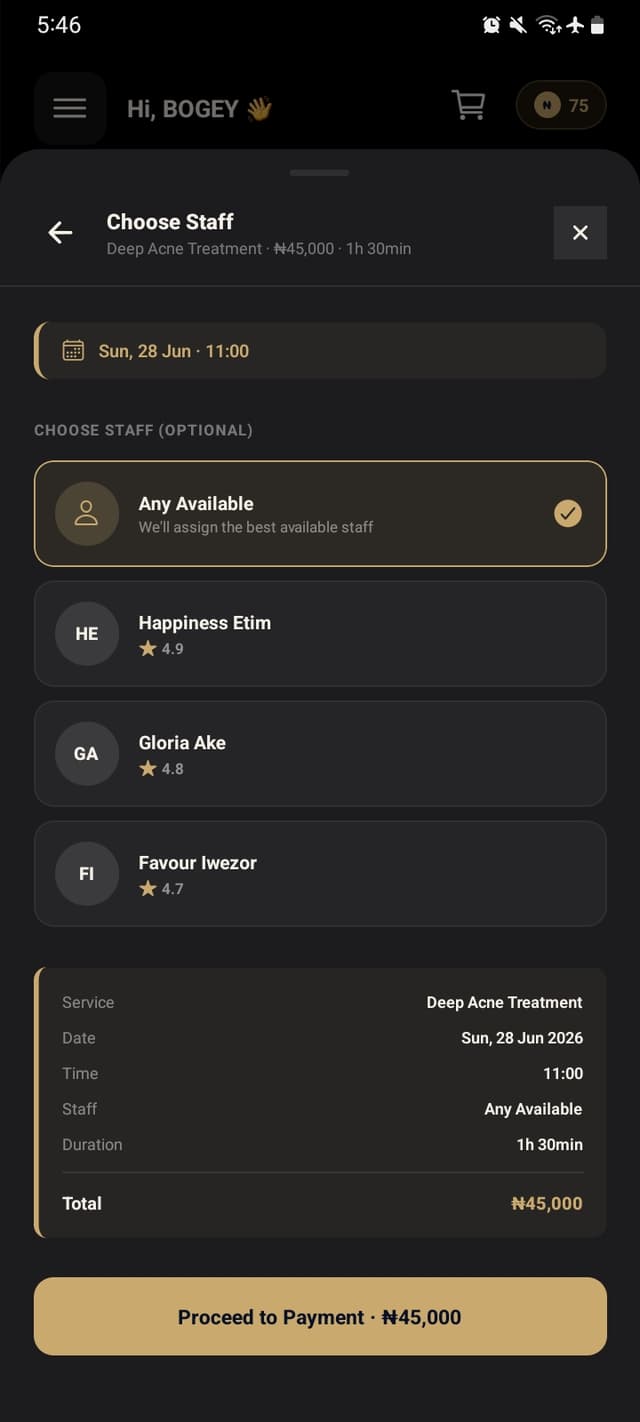 Choose your staff member